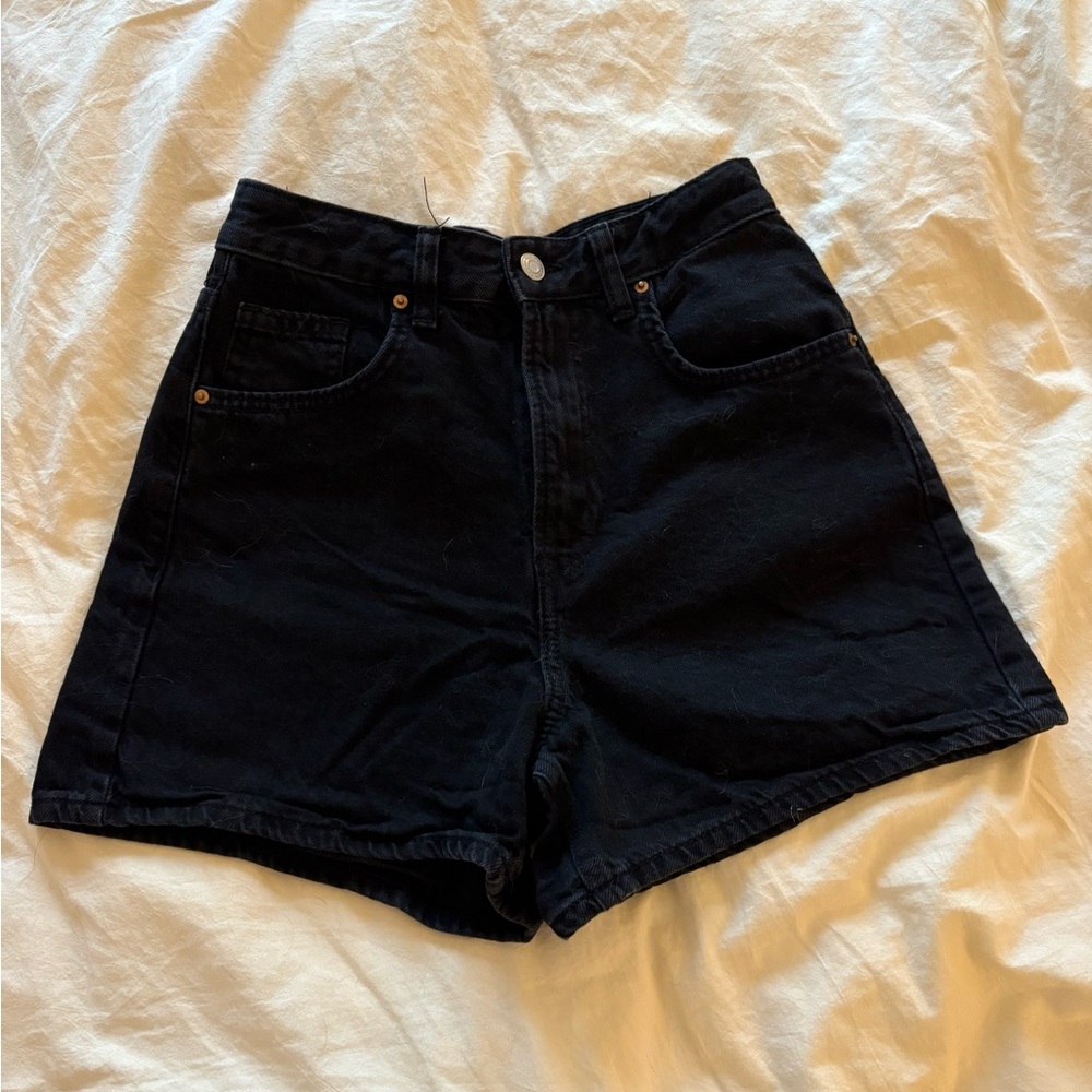 Bershka High Waist Black Denim Shorts